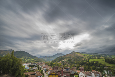 坎加斯-德奥尼斯,阿斯图里亚斯,西班牙,天空,古代文明,非都市风光,水平画幅,景观设计,无人,湿