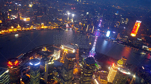 上海,城市天际线,黄浦江,水平画幅,云,夜晚,无人,邮轮,货运,户外