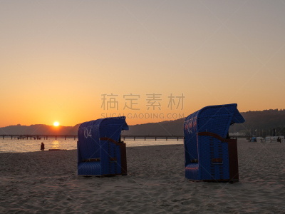 波罗的海,宾茨,海滩,图像,无人,散步道,岩石,户外,德国,水平画幅