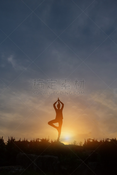 瑜伽,羊羹,环境,泰国,黄昏,云,春天,户外,天空,幸福