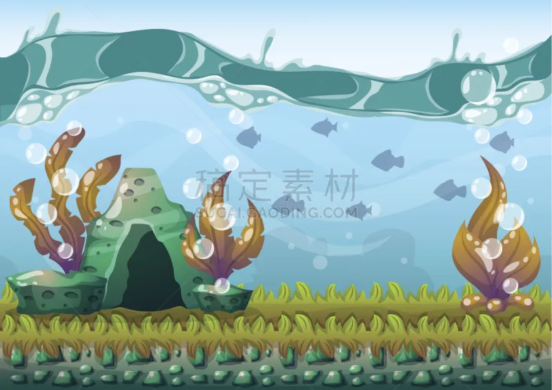 水下 卡通 矢量 背景 多层效果 野味 在下面 水 天空图片素材下载 稿定素材
