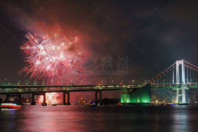 焰火,东京湾,天空,水平画幅,夜晚,无人,夏天,户外,江东区,都市风景