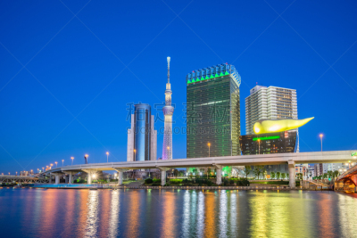 城市天际线,日本,东京,river sumida,东京天空树,水平画幅,无人,户外,城市,著名景点