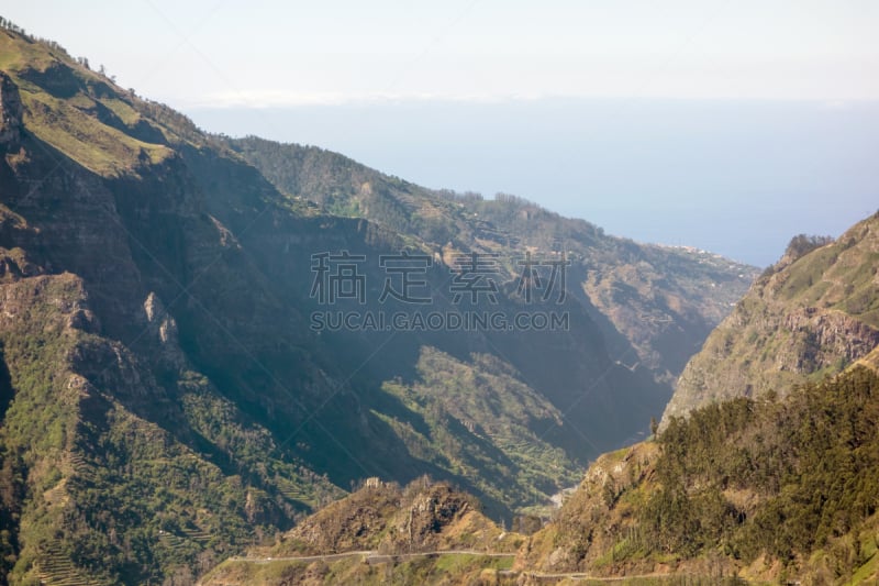 马德拉,山,地形,自然,悬崖,水平画幅,无人,蓝色,欧洲,大西洋群岛