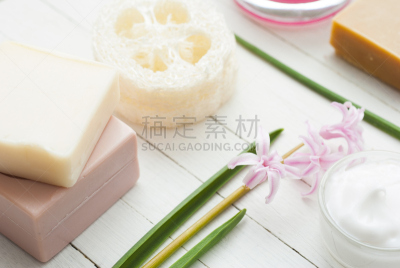 梳妆用品,风信子,留白,彩妆,水平画幅,无人,spa美容,喜马拉雅盐,浴盐,奶油