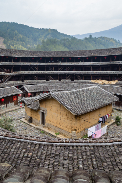 人,远古的,中国,福建省,地球形,蒂卢,住房,拥挤的,客家族,初溪