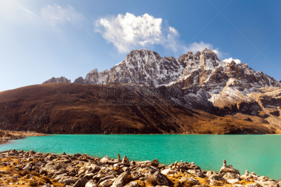 喜马拉雅山脉,湖,戈焦山谷,高桥山,风景,天空,美,水平画幅,云,坤布