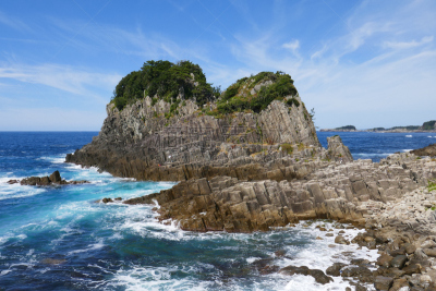 福井县,越前,海滩,云,著名景点,自然美,海岸线,波浪,石头,岩石