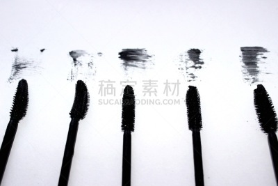 多样,睫毛膏,白色背景,分离着色,画笔,粉饼,华贵,粉底,腮红,化妆刷