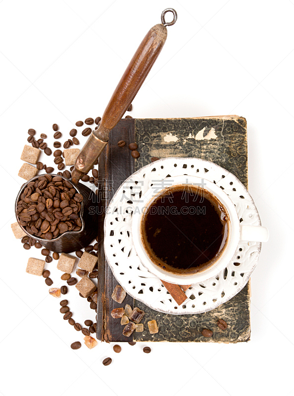 咖啡,清新,热,暗色,咖啡杯,背景分离,杯,香料,棍,古典式