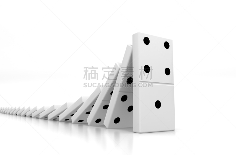 多米诺效应,成一排,水平画幅,进行中,无人,斑点,白色背景,风险,背景分离,特写