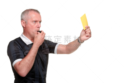 黄牌,裁判,侧面视角,侧面像,警告标志,运动,背景分离,仅男人,一个人,出示