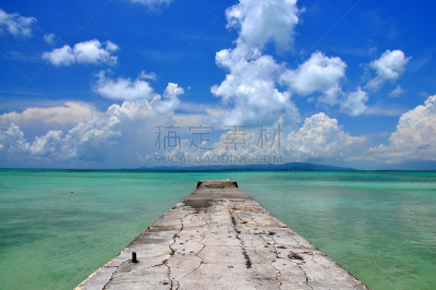 码头,古老的,竹富岛,自然,度假胜地,水平画幅,无人,日本,夏天,海洋
