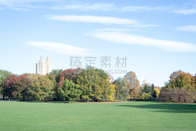 绵羊草场,中央公园,秋天,季节,曼哈顿上西区,天空,公园,褐色,水平画幅,无人