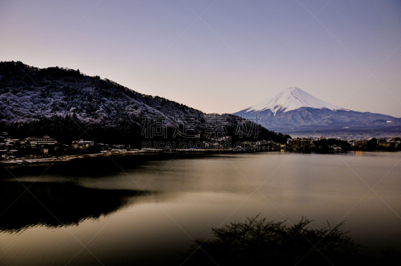 富士山,早晨,湖,河口湖,富士河口湖,水,天空,美,里山,水平画幅