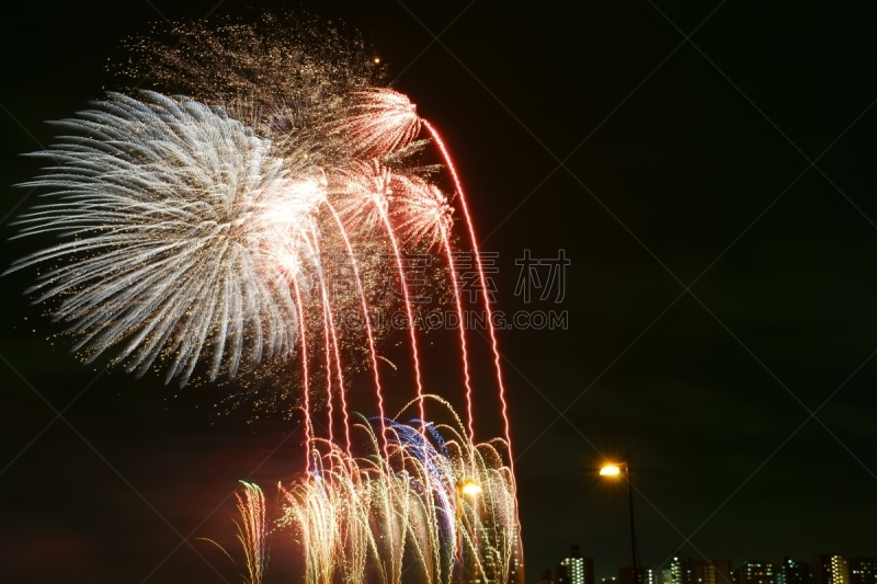 焰火,足立区,夜晚,无人,东京,2015年,图像,夏天,水平画幅,日本