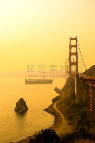加利福尼亚,美国,旅途,曙暮光,交通,黄昏,烟雾,钢铁,商业金融和工业