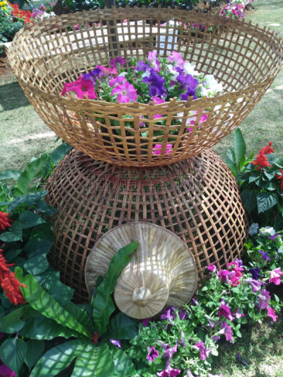 兰花,篮子,制片人,竹子,垂直画幅,手艺,泰国,花纹,背景,自制的