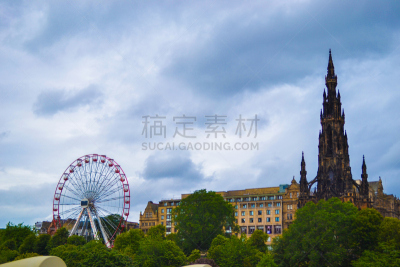 纪念碑,王子大街花园,苏格兰,都市风景,爱丁堡,摩天轮,车轮,,天空,新的