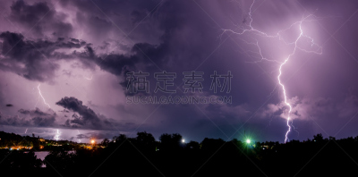 雷雨,岛,避雷针,暴风雨,气候,水平画幅,夜晚,无人,光亮,户外