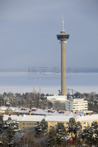 冬天,高大的,塔,坦佩雷,垂直画幅,天空,雪,无人,户外,都市风景