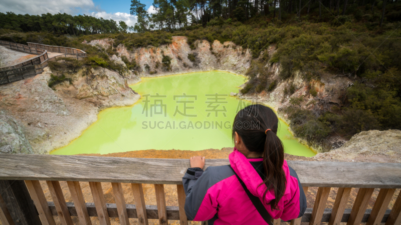 旅行者,恶魔,罗托鲁阿,池塘,洞穴,桨叉架船,水,雪,早晨,夏天