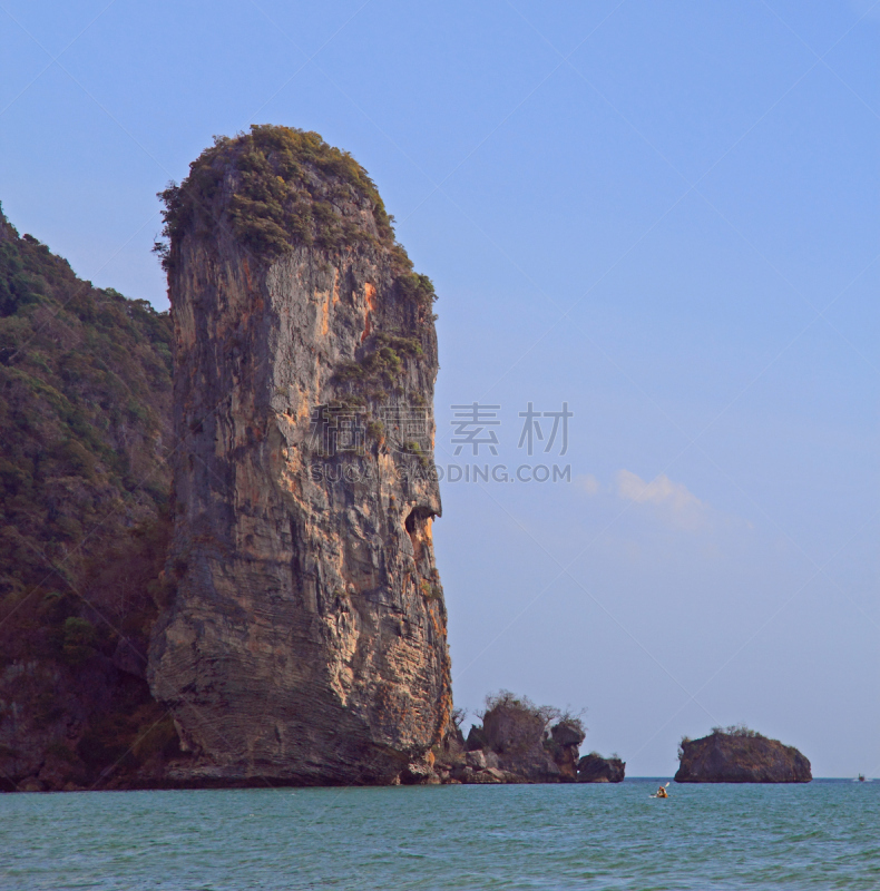 奥南湾,悬崖,风景,甲米省,人的鼻子,安达曼海,垂直画幅,水,天空,动物嘴