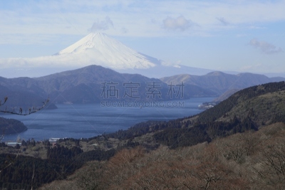 箱根园,芦之湖,山,富士山,箱根湿地植物园,富士箱根伊豆国立公园,观光船,天空,水平画幅,雪