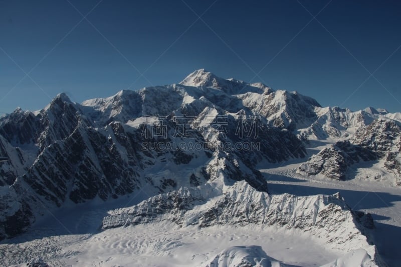 麦金利峰,阿拉斯加,寒冷,美国,水平画幅,山,雪,冰河,无人,户外