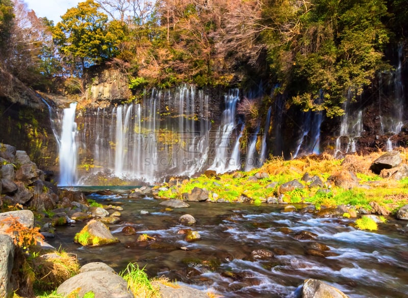 瀑布,彩虹,普氏野马,shiraito falls,自然,水平画幅,无人,日本,湿,户外