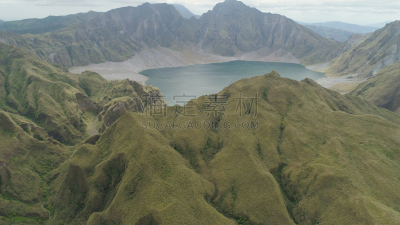 菲律宾,吕宋岛,皮纳图博火山,火山湖,水,天空,水平画幅,山,无人,户外