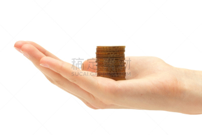 黄金,手,俄罗斯卢布,近景,储蓄,水平画幅,金属,一把,白色,手指