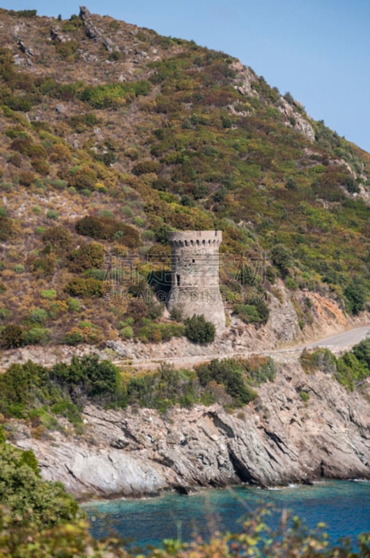 科西嘉岛最北端,科西嘉,塔,海岸线,高架铁路铁轨,热那亚人,以色列集体农场,东,蜿蜒