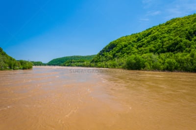 波托马克河,西弗吉尼亚,水灾,春天,渡轮,桨叉架船,山南多河,哈泊斯费利,辛兰多河,地平线公路