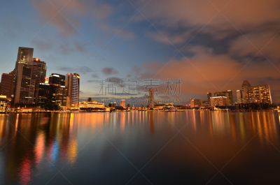 新加坡市,城市天际线,滨海湾 ,美,水平画幅,新加坡,夜晚,户外,湖,滨水