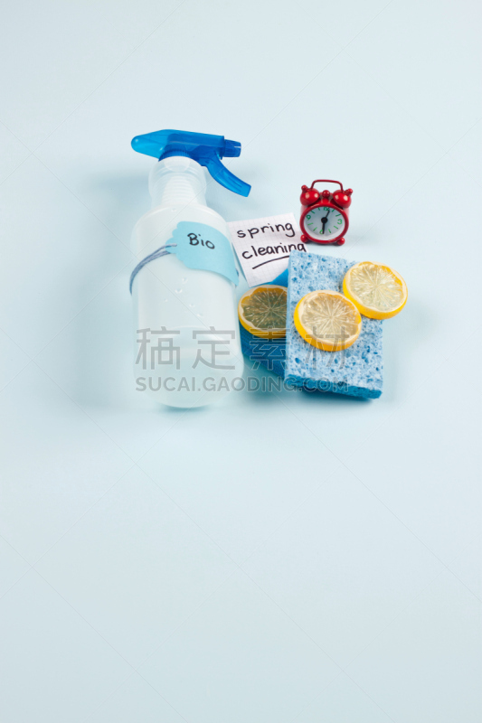 柠檬,蓝色,喷雾瓶,海绵,垂直画幅,留白,新的,清洗剂,无人,家庭生活