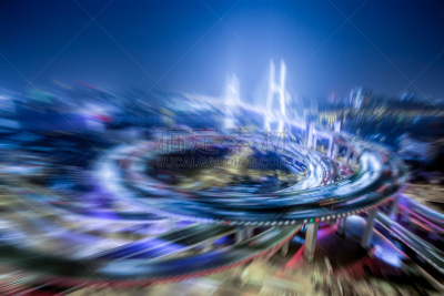 南浦大桥,上海,高视角,夜晚,陆用车,车灯,都市风景,现代,彩色图片,著名景点