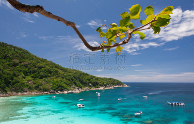 海洋,地形,自然美,斯米兰群岛,攀牙府,快艇,安达曼海,国家公园,水平画幅,夏天