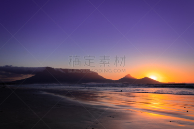 开普敦,南非桌山,南非,海滩,风景,云景,西开普省,云,橙色,波浪
