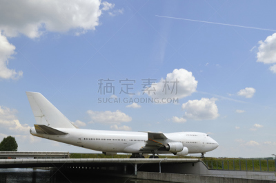 jumbon,喷气式飞机,桥,史基浦机场,波音747,波音公司,水平画幅,运河,巨大的,白色