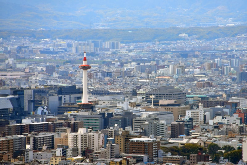 京都塔,都市风景,京都市,日本,车站,新干线,高速列车,近畿区域,美,里山