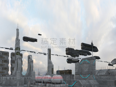城市,太空船,在上面,未来,太空,不明飞行物,三维图形,飞,探险,旅行