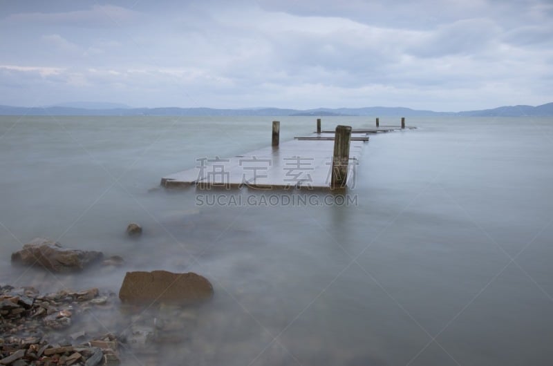 码头,特莱西梅努湖,水,天空,美,水平画幅,无人,户外,湖,荷兰