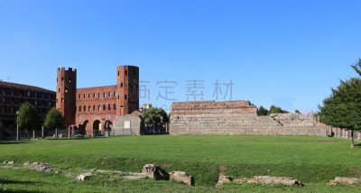 远古的,城墙,都灵,石材,皮埃蒙特,古老的,砖,图像,罗马风格,公园
