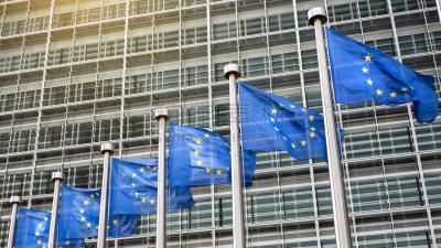 European Union flags in front of the Berlaymont