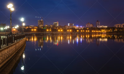 夜晚,河流,城市,顿涅茨克,水平画幅,无人,海港,户外,都市风景,商业金融和工业