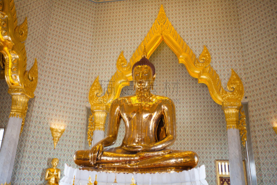 金佛寺,曼谷,雕像,灵性,黄金,教堂,水平画幅,巨大的,僧院,泰国
