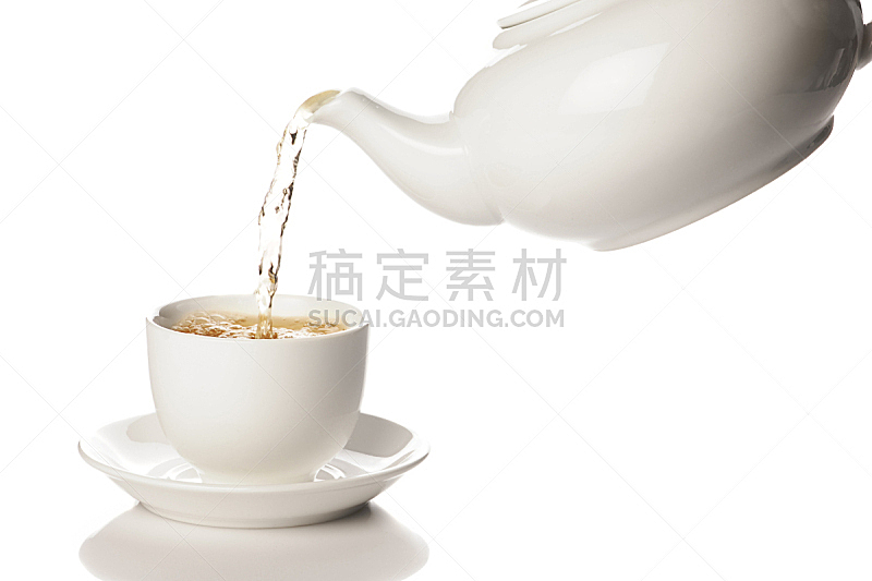 白色,绿茶,茶壶,马克杯,饮料,茶,白色背景,背景分离,杯,瓷器