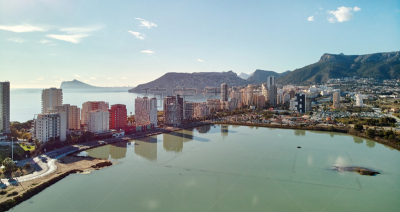 都市风景,加尔培,全景,航拍视角,西班牙,阿利坎特省,城镇景观,海港,无人机,海岸线