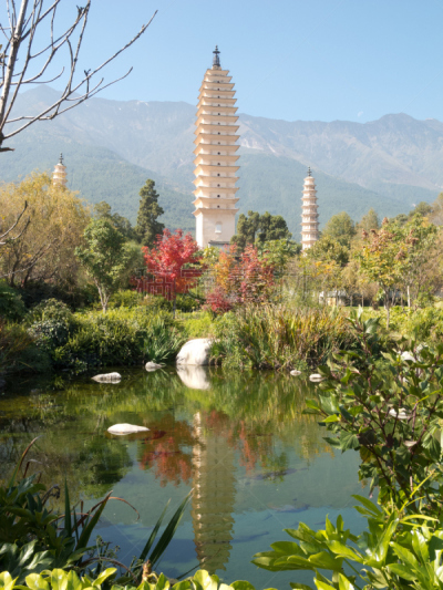崇圣寺三塔,大理,云南省,自然,垂直画幅,宁静,旅游目的地,地形,建筑